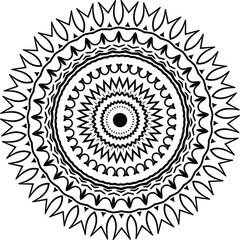 Mandala isolated on white background. Abstract pattern vector illustration. Retro black and white texture. Ornamental diwali pattern.