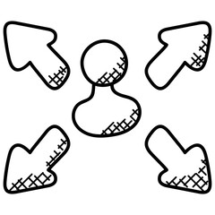 
A sack of money with arrows symbol of mutual funds or circulating funds
