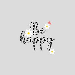 white daisy yellow polka black and white text silver bead butterfly flower garden young tee illustration art vector