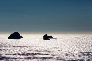 Beautiful landscape of the coast of Oregon along the Pacific Coast Highway 101.