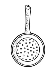 Hand drawn vector illustration of colander. Doodle style sketch.