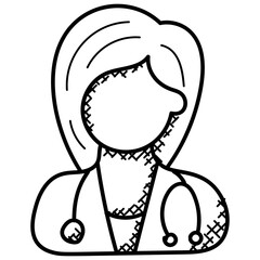 
A female male avatar wearing stethoscope represented to be a medical practitioner
