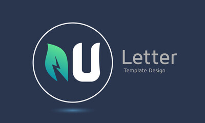 Alphabet W with energy leaf icon, Abstract Colorful Logo Design Elements