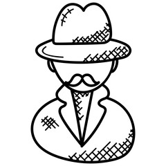
doodle icon design of detective 
