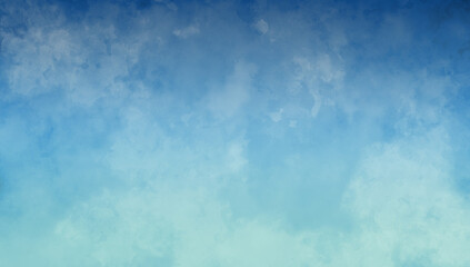 Blue background with grunge and blotches of paint in abstract cloudy hazy sky design
