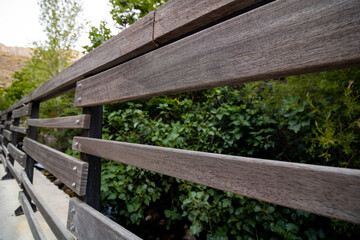 Wooden trails near the forest using for restriction