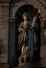 The ancient baroque sculpture of "Nossa Senhora do Pilar", in Povoa de Lanhoso, Portugal.