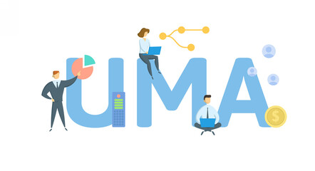 UMA, Unified Managed Account. Concept with keyword, people and icons. Flat vector illustration. Isolated on white background.