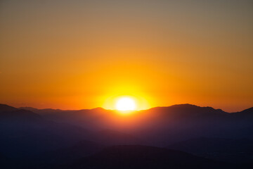 Sunset over the hills from Mount Nemrut