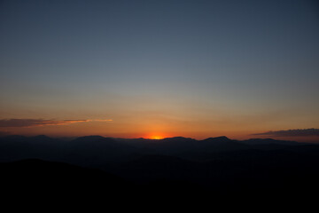 Sunset over the hills from Mount Nemrut