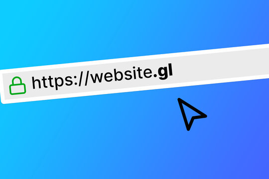 browser bar with the url of a website with a gl top level domain