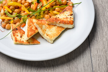 Halloumi grilled cheese with mixed salad