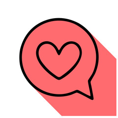 Chart with heart shape flat line icon. Vector thin sign of best place, dating site logo
