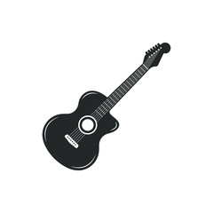 Obraz na płótnie Canvas Black guitar icon. Music symbol isolated on white background. Vector illustration