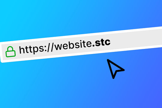 browser bar with the url of a website with a stc top level domain