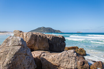 Rochas da Praia do Santinho,  Florianópolis, praia tropical, Santa Catarina, Brasil, florianopolis