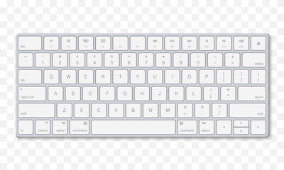 Modern computer keyboard Isolated on transparent background, vector illustration