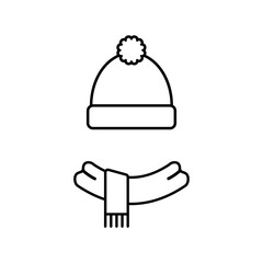 Scarf and hat icon design. Vector illustration. Isolated.