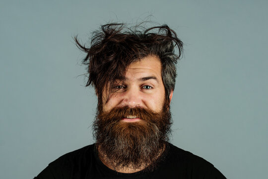 Good morning, happy funny man, smile face. Handsome smiling young guy. Positive human facial expressions and emotions. Smiling hangover hipster man close up face. Monday morning again.