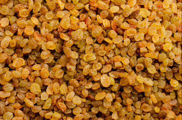 Closeup of appetizing yellow raisins