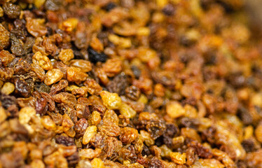 Close up of a mountain with yellow raisins