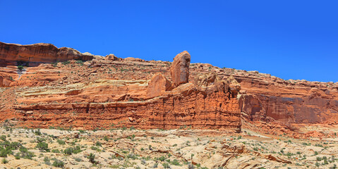 Panoramic view of rock formations near Arches national park in Utah 