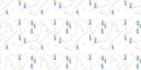  Snowman Toy Christmas painted child Seamless Background