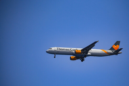 Sunclass Airlines  Airbus A321-211 is landing at Rhodes airport