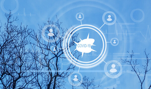 Digital illustration of a map, with data processing, business and distribution during the Coronavirus Covid-19 pandemic - Powered by Adobe