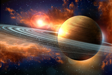 Planet Saturn Galaxy 3D Illustration © Ezume Images