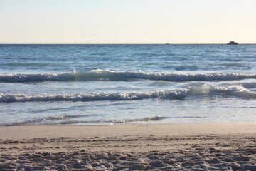 beach of the tuscan sea at sunset the white sand of rosignano