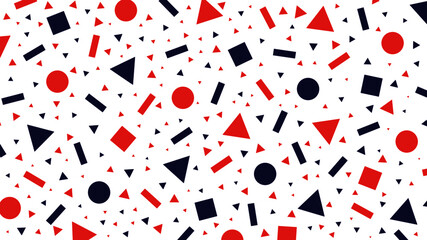 Seamless geometric memphis style pattern, graphic web design geometric abstract vector background. Red and blue color minimalist geometric sketch, creative trendy doodle, memphis style retro design