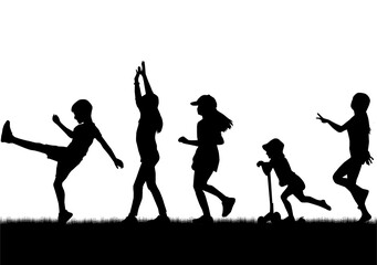 Children black silhouettes. Conceptual illustration.