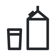 Milk carton and glass of milk icon. Vector flat design. Symbol of milk products.