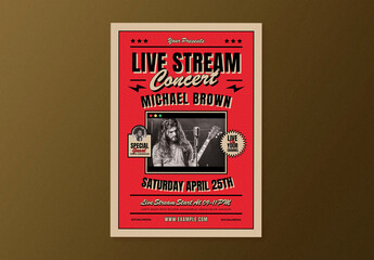 Rock and Roll Live Stream Concert Flyer Layout