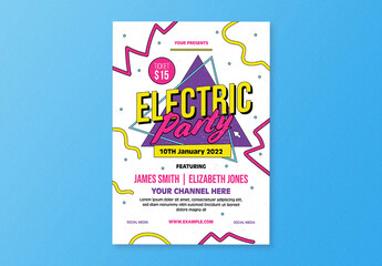 Virtual Electric Party Flyer Layout