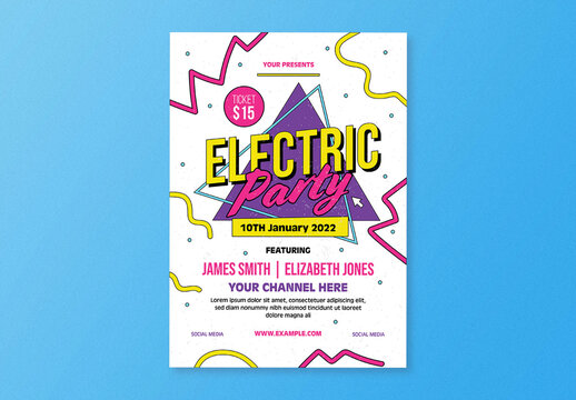 Virtual Electric Party Flyer Layout
