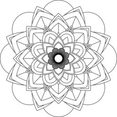 Fototapeta premium Easy Mandala coloring book simple and basic for beginners, seniors and children. Set of Mehndi flower pattern for Henna drawing and tattoo. Decoration in ethnic oriental, Indian style.
