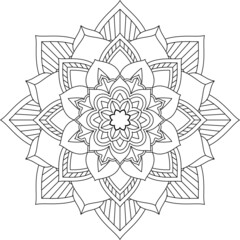 Easy Mandala coloring book simple and basic for beginners, seniors and children. Set of Mehndi flower pattern for Henna drawing and tattoo. Decoration in ethnic oriental, Indian style.