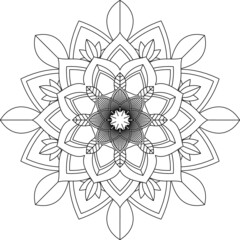 Easy Mandala coloring book simple and basic for beginners, seniors and children. Set of Mehndi flower pattern for Henna drawing and tattoo. Decoration in ethnic oriental, Indian style.