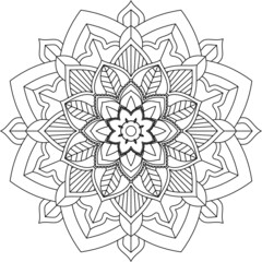 Easy Mandala coloring book simple and basic for beginners, seniors and children. Set of Mehndi flower pattern for Henna drawing and tattoo. Decoration in ethnic oriental, Indian style.