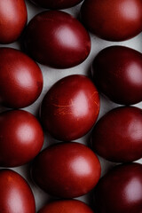 Dark burgundy colored eggs for easter