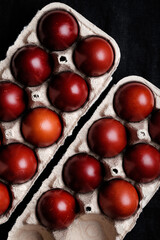Dark burgundy colored eggs for easter