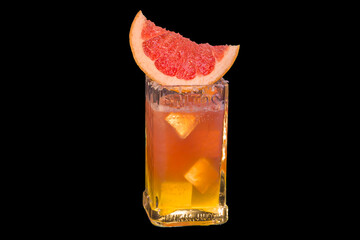 Paloma, a tequila-based cocktail with ice cubes,