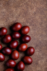 Dark burgundy colored eggs for easter