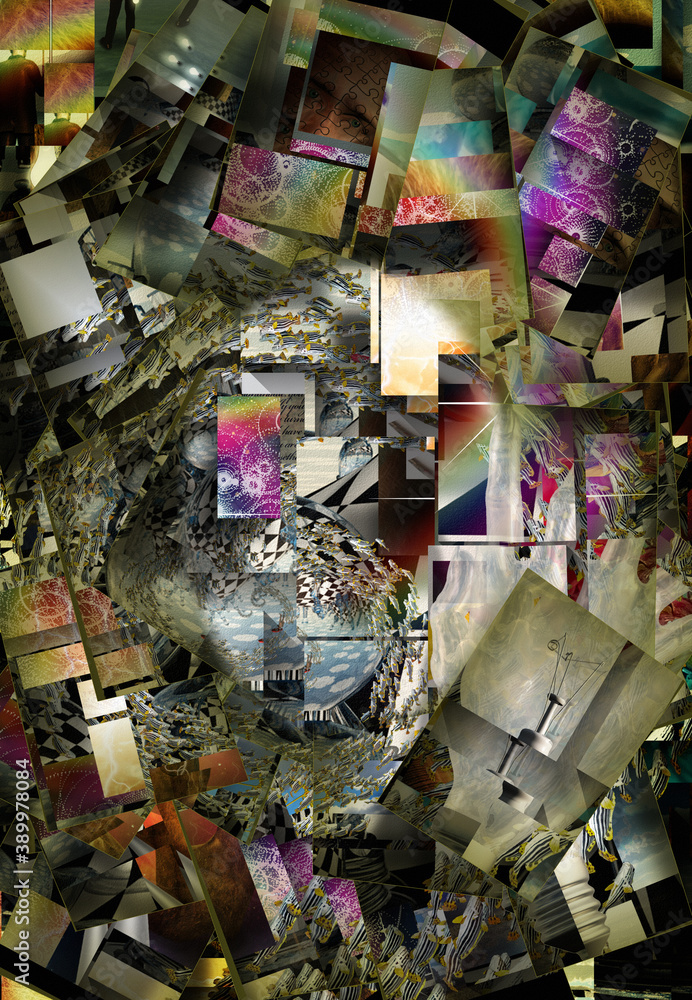 Poster complex surreal abstract art. 3d rendering