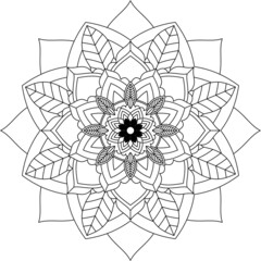 Easy Mandala coloring book simple and basic for beginners, seniors and children. Set of Mehndi flower pattern for Henna drawing and tattoo. Decoration in ethnic oriental, Indian style.