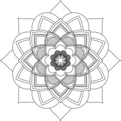 Easy Mandala coloring book simple and basic for beginners, seniors and children. Set of Mehndi flower pattern for Henna drawing and tattoo. Decoration in ethnic oriental, Indian style.