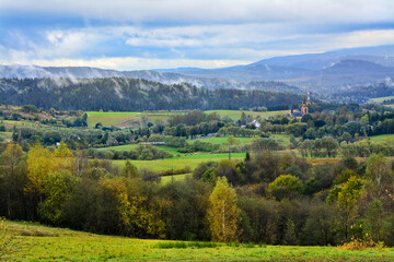 Bieszczady Mountains in Poland, beautiful autumn landscape