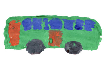 Child's drawing of a train. Hand drawn illustration